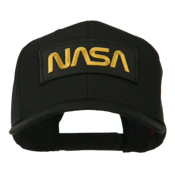 Black NASA Embroidered Patched High Profile Cap - Black OSFM