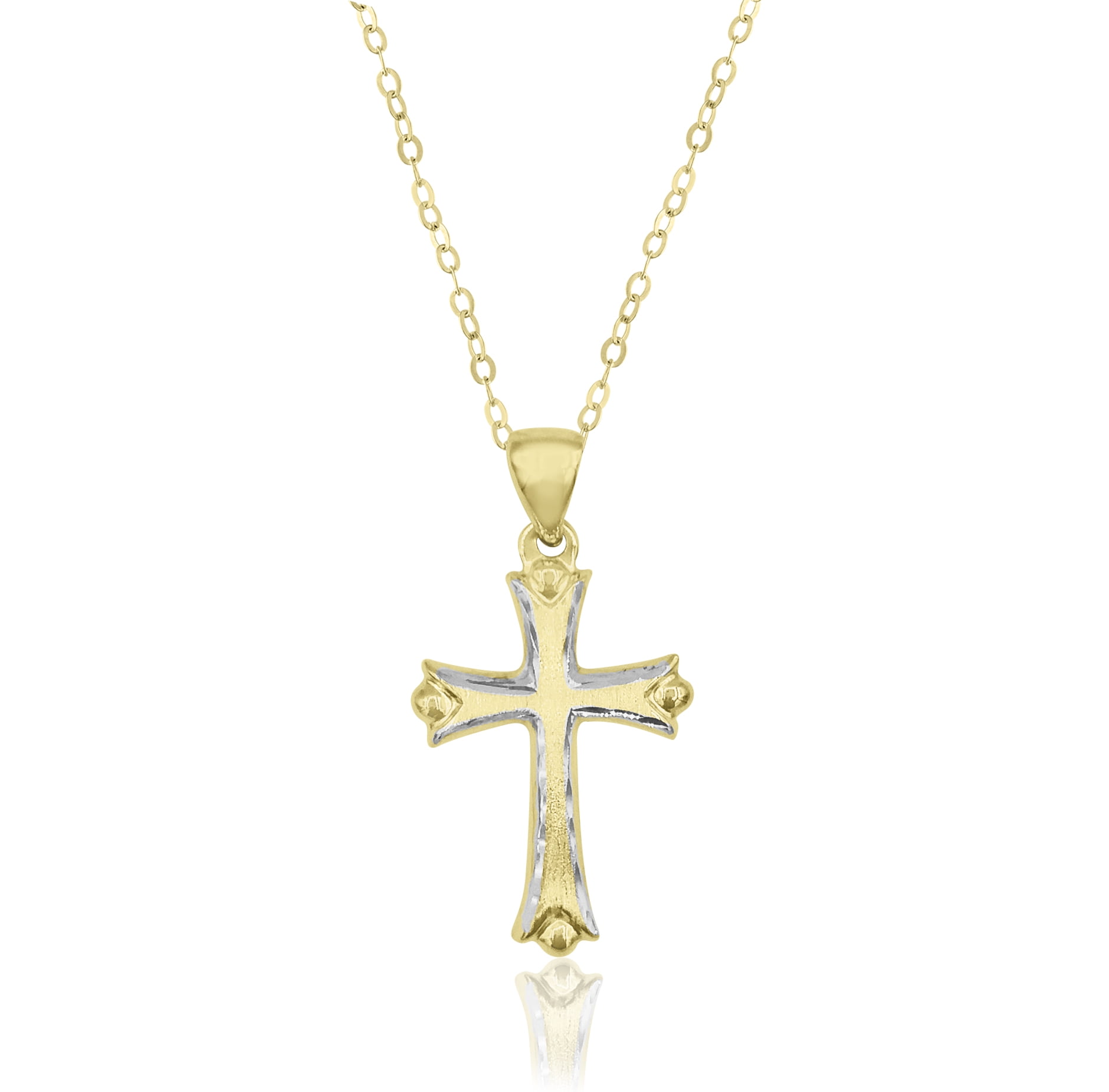 Best Birthday Gift 14k White Gold Diamond-cut Crucifix Charm