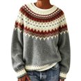 thumbnail image 4 of Sweater for Women Color Block Casual Relaxed Long Sleeve Tops Fall Winter Round Neck Pullover Blouse Daily Wear, 4 of 5