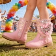 thumbnail image 3 of LYHao Elegant Girls Winter Boot With Cozy Fleece And Ribbon Bow Stylish Short Boot For Autumn And Winter Kids Footwear ,Girls Boots Sizes 13.5 Pink(8-9 Years), 3 of 6