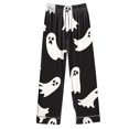 thumbnail image 4 of CONFREE Womens Halloween Pajamas Long Sleeve Cartoon Pumpkin Ghost Satin Sleepwear Tops Pants Hallowmas Pjs For Women Cozy Nightwear, 4 of 4