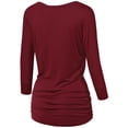 thumbnail image 2 of Made by Johnny Women's Boat Neck 3/4 Sleeve Draped Dolman Top with Side Shirring Premium Shirt XS WINE, 2 of 6