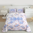 thumbnail image 2 of Manfei Princess Ribbon Child Bedding Comforter Set, Pink Blue Princess Twin Comforter Sets, Romantic Rose Flower Reversible Bedding Set, Ultra Soft Home Decor, 2pcs, 2 of 8