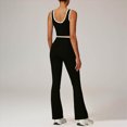 thumbnail image 4 of KPOPLK 2 Piece Workout Sets for Women High Waist Yoga Flare Legging with Color Block Sport Tank Tops for Athletic Gym Outfits Black L, 4 of 8