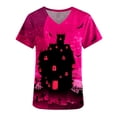 thumbnail image 5 of Holloyiver Women's V Neck Halloween T Shirts Short Sleeve Summer Casual Loose Dolman Tops with Side Shirring Raglan Rolled Sleeve Loose Tunic Tops S-2XL, 5 of 5