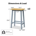 thumbnail image 2 of Set of 2 Wood Bar Stools, 25.6" Tall Bar Chairs with 220 lbs Load Bearing, Kitchen Counter Stools with Footrests, Farmhouse Stools for Dining Room, Kitchen, Counter, Gray-Blue, 2 of 7