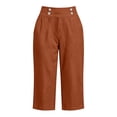 thumbnail image 7 of Ruimatai Women's High Waisted Relaxed Fit Button Detail Cropped Capri Pants with Side Pockets for Casual Summer Daily Vacation Wear, 7 of 7