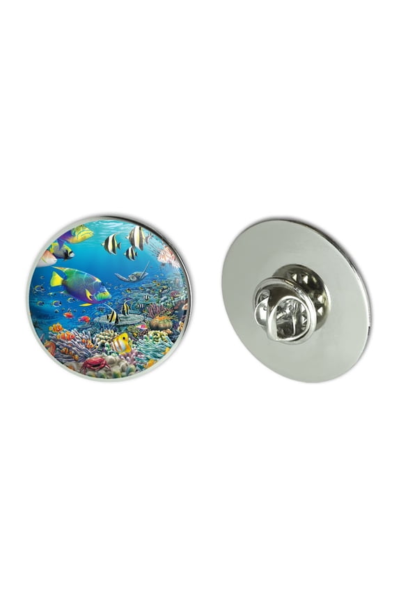 Ocean Coral Reef Angel Fish Garden Diving Metal 1.1" Tie Tack Hat Lapel Pin Pinback