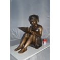 thumbnail image 3 of Nifao Girl reading from a notebook Bronze Statue – Home Office Decor Sculpture, 26"L x 16"W x 25"H, 3 of 10
