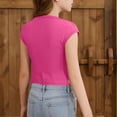 thumbnail image 7 of Fnooota Girls T Shirts, Casual Side Slit Crew Neck Short Sleeve Summer Tops Hot Pink Size 10-12, 7 of 7