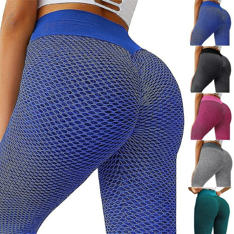 YIWEI Women High Waist Leggings Ruched Anti-Cellulite Yoga Pants Gym  Fitness Trousers Red S 