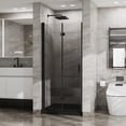 thumbnail image 2 of 34"x 72" Bifold Frameless Glass Shower Door 1/4 inch Tempered Clear Glass Pivot Swing Shower Panel in Black Finish, Foldable, 2 of 6