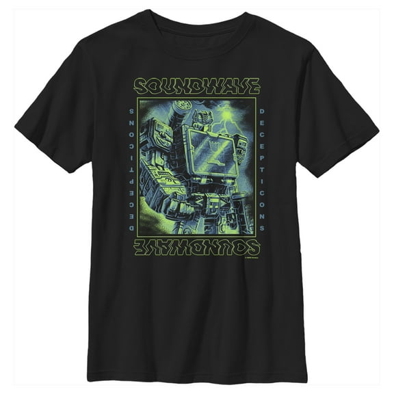 Boy's Transformers Soundwave Lightning Waves  Graphic Tee Black Small