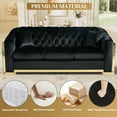 thumbnail image 4 of Wiilayok 84" Velvet Luxury 3 Seat Sofa, Mid-Century Classic Chesterfield Sofa Couch With Button Tufted,Golden Lines for Living Room,Black, 4 of 9