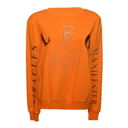 Leo Women's 100% Premium Cotton Orange Crewneck Pullover Sweatshirt - Size M - Miracles Manifester