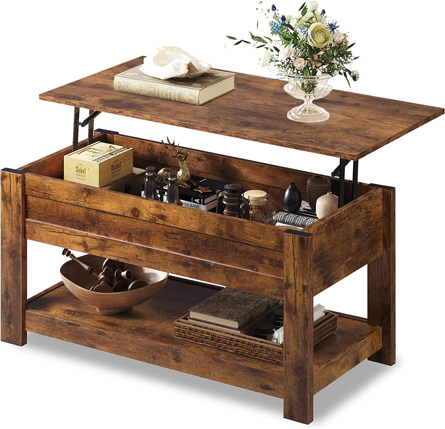 GUAIPOU Modern Lift Top Coffee Table,Rustic Coffee Table with Storage ...