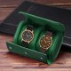 thumbnail image 4 of Estuche de viaje para reloj de cuero Caja para un reloj para hombres y mujeres, 2 ranuras, verde, 4 of 6
