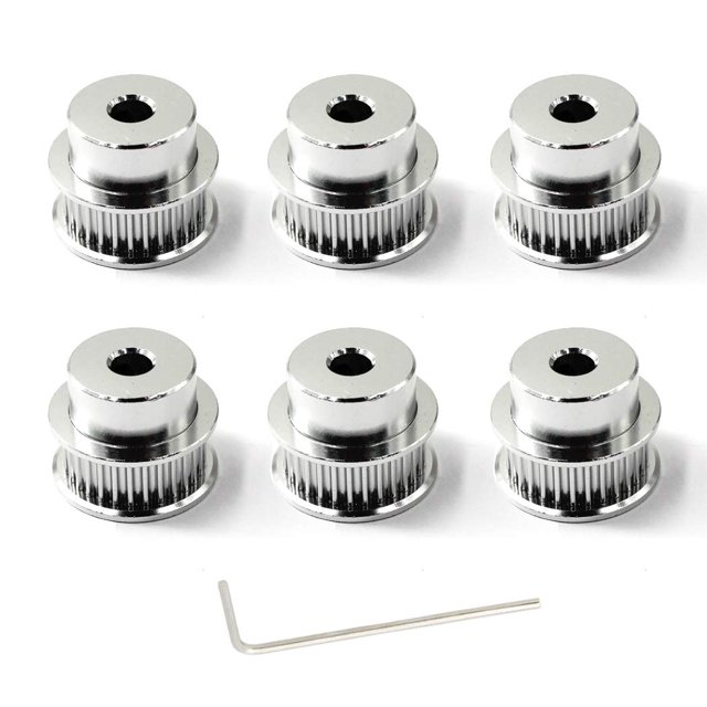 Polea de correa de distribución GT2, 36 dientes, 5 mm de diámetro para impresora 3D CNC, correa de 6 mm de ancho, paquete de 6 (llave incluida)