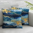 thumbnail image 3 of Creowell Navy Blue Gold Marble Teal Abstract Farmhouse Throw Pillow Covers Fall Pillow Case Soft Pillowcase Cushion Covers for Sofa Bed Bedroom Car Chair Living Room Home Decorative 24x24in, 3 of 5