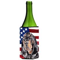 Carolines Treasures SC9511LITERK Coonhound Black And Tan Usa American Flag Wine bottle sleeve Hugger - 24 oz.