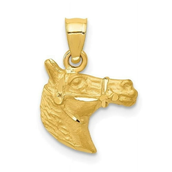 Finest Gold 14K Yellow Gold Diamond-Cut Horse Pendant