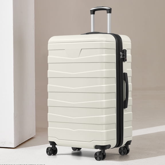 AMZFUN 24 Inches Carry On Luggage, Lightweight ABS PC Hard Case Suitcase With 360° Rotating Silent Wheel, With TSA Lock, Airline Approved Luggage, White