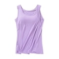 thumbnail image 3 of Lumtrix Built in Bra Tank Tops for Women Summer Sleeveless Square Neck Casual Basic Tops 2026 Slim Fit Wide Strap Cami Purple X2XL, 3 of 5