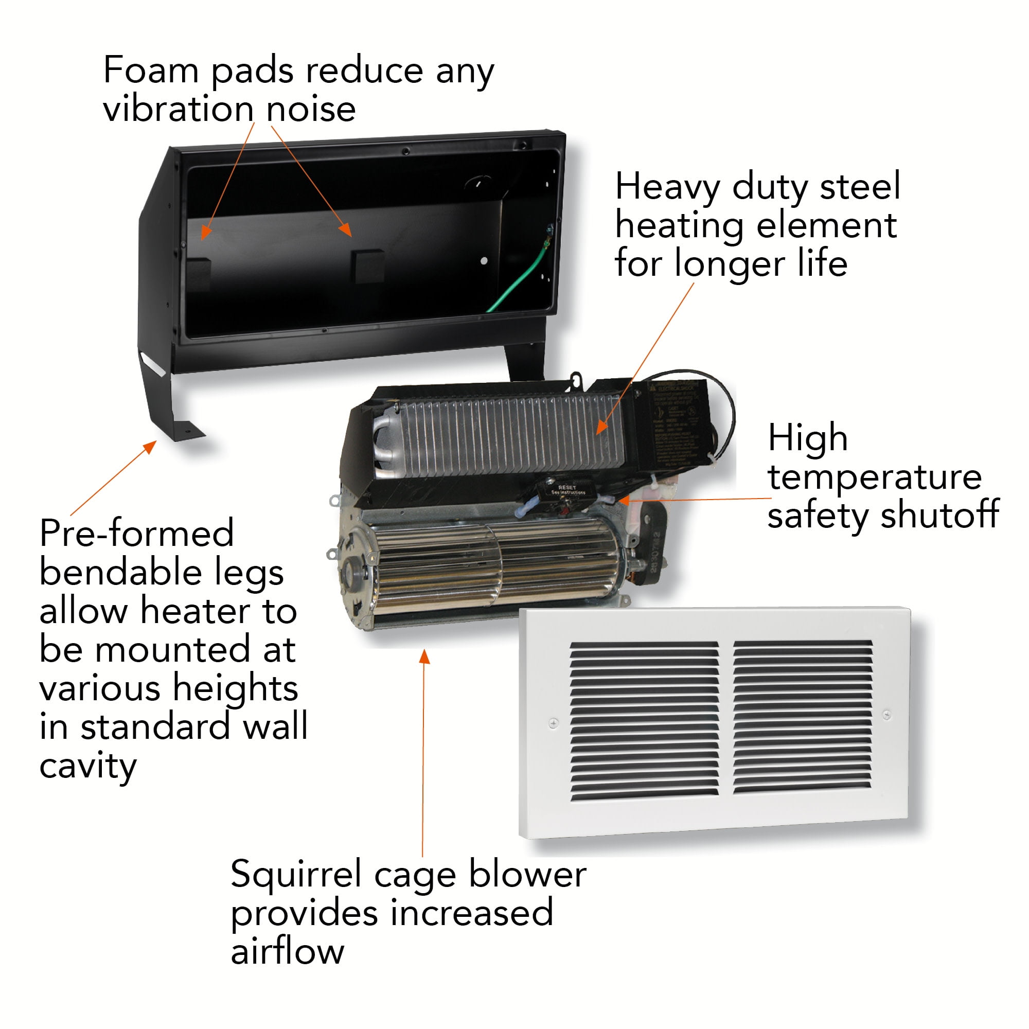 Cadet Rmc162 5460 BTU 208/240 Volt 1600 Watt Heater Unit From The Register  Plus Series - - Walmart.com