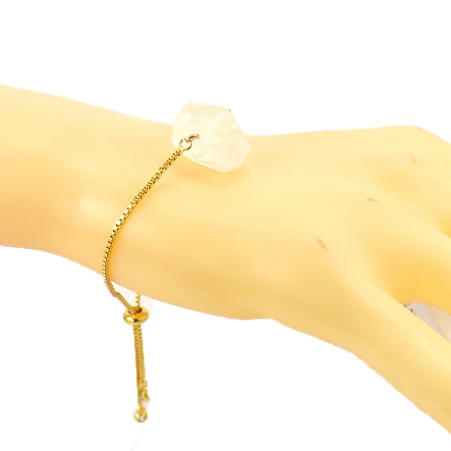 Xiao Hua Pulsera de cuentas hecha a mano, ideal para hombres y mujeres, con piedras naturales irregulares mixtas, ajustable, color blanco.