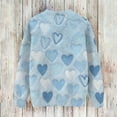 thumbnail image 4 of Nokdvo Women Sweat Shirt Trendy Valentines Day Heart Graphic Round Neck Pullover Top Fall Winter Casual Knit Loose Workout Shirts,Light Blue S, 4 of 4