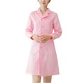 thumbnail image 2 of HAJWOH Scrubs Dress for Women Formal Lapel Neck Long Sleeve Button Down Work Dresses Stretchy Lightweight Workwear Pink S, 2 of 5