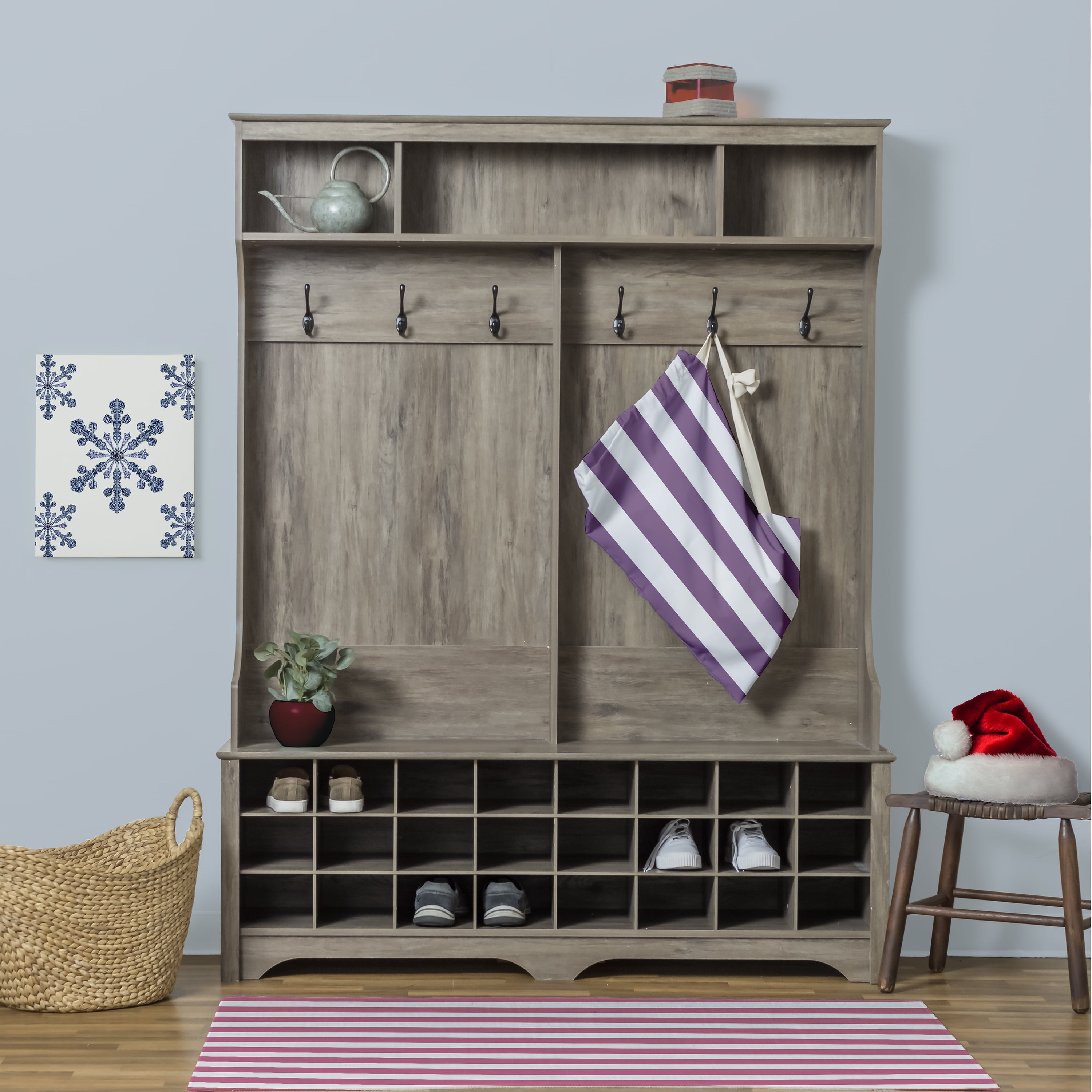 Simply Daisy Stripe 28 x 36 in Lavender Laundry Bag