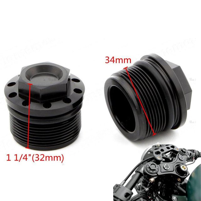 Perno De La Tapa Del Tubo De La Horquilla Anodizado Negro Para 1987-2016 1200 883 Macarena Perno anodizado del casquillo del tubo de la bifurcación