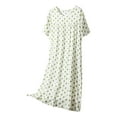 thumbnail image 2 of Fazvaoo Women's Nightgowns 50%Cotton Short Sleeve Short Long Nightgowns Fashion Summer Print Sleepwear(Green,0), 2 of 3