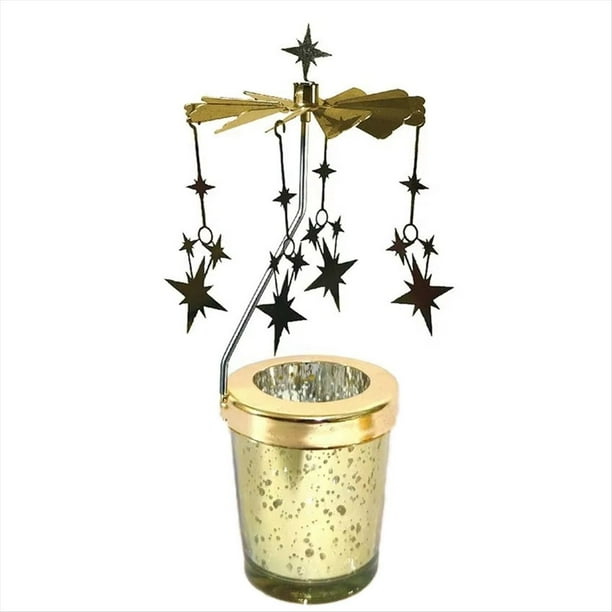 Candelabro Giratorio, Accesorio Moderno y para Cenas con Velas, Candelabro de Proyección Giratorio, Estrella