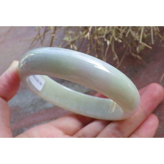 Certified Hand Carved Green Lavender Natural Myanmar Burma Grade A JADE Jadeite Circle Bangle Bracelet 58mm