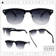 Mens Half rim Rectangular Luxury Hipster Shade Sunglasses Black - Smoke