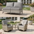 thumbnail image 6 of Ovios Outdoor Patio Furniture Set 9 Pieces Rattan Wicker Sectional with 42" Gas Fire Pit, Swivel Chairs, Solar Table, Dark Gray, 6 of 9