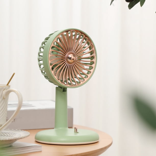 Ventilador USB recargable, portátil, de sobremesa, con dos velocidades de viento y ángulo de oscilación ajustable.