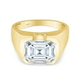 thumbnail image 3 of Emerald Cut Lab Created Moissanite Diamond Solitaire Signet Engagement Ring For Men In 14K Yellow Gold Over Sterling Silver(G-H Color,VVS1 Clarity,3.6 Cttw)-13, 3 of 7