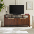 thumbnail image 3 of Walker Edison Modern Solid Wood 58" TV Stand with Glass Top, Walnut, 3 of 13