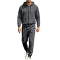 thumbnail image 3 of UVEASISHA 2 Piece Tracksuits for Men Set 2026 Fashion Fall Outfits Casual Fleece Lined Zip Up Hoodie and Jogger Sweatpants Sweatsuits Sets Dark Gray L, 3 of 5