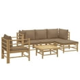 thumbnail image 3 of vidaXL 6 Piece Patio Lounge Set with Taupe Cushions Bamboo, 3 of 11