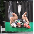 thumbnail image 3 of Ambesonne Poker Shower Curtain, Tuxedo Man with Gaming Chips, 69"Wx70"L, Multicolor, 3 of 4