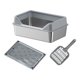 thumbnail image 2 of Caja de arena para gatos de acero inoxidable, inodoro para gatos para acampar, oficina, para gatos de interior Pantalón corto gris claro, 2 of 10