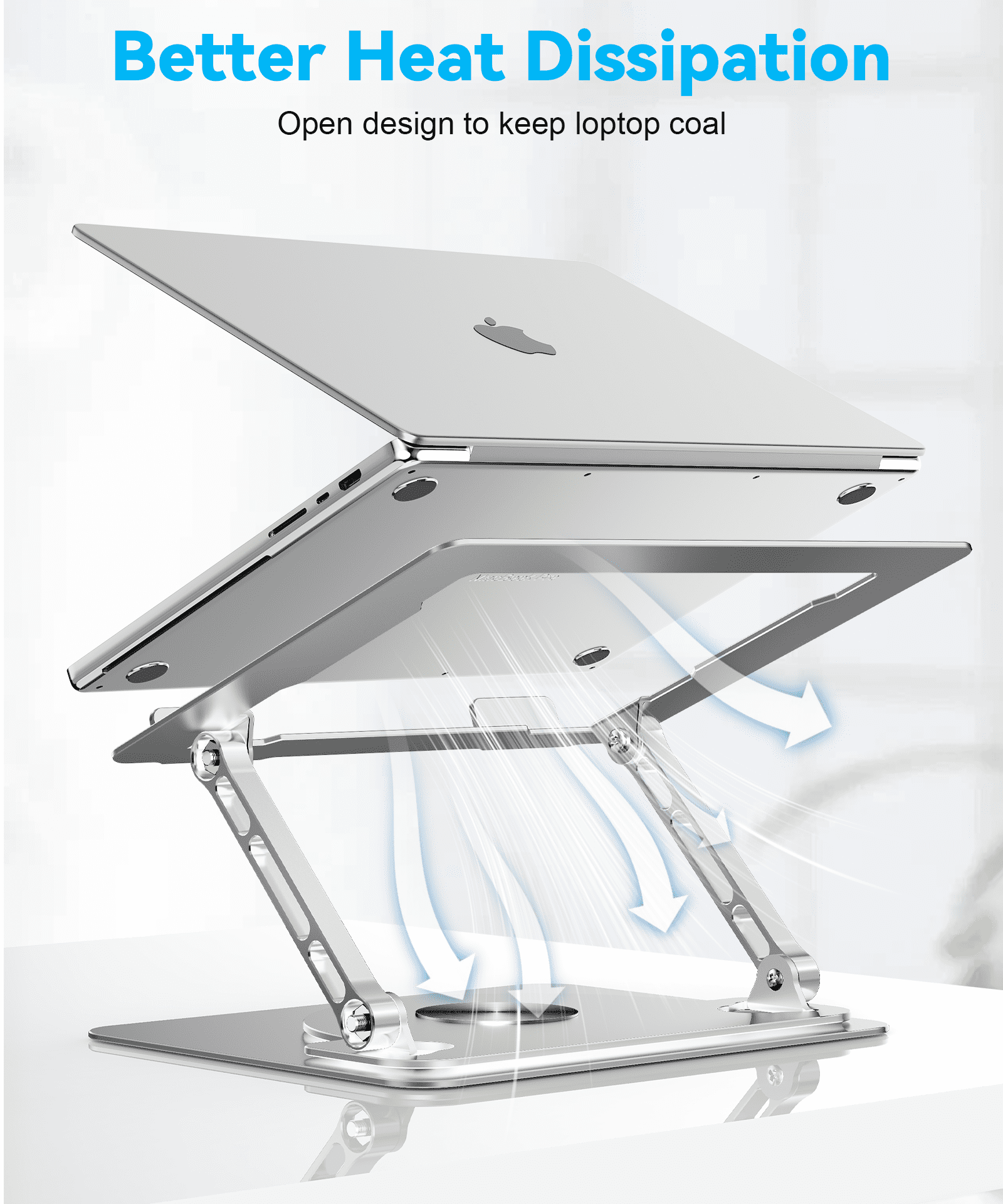 Kenke Adjustable Laptop Stand, Computer Stand with 360 Rotating Base, Ergonomic Laptop Riser Mount for Desk Foldable Protable Computer Desk Fits with MacBook Pro Air (10-16") -Silver