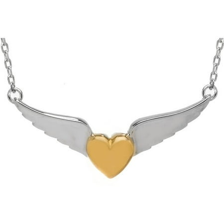 Lavaggi Jewelry Sterling Silver Wings Of Love Pendant Necklace, 18 Chain