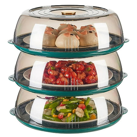 

3-layer Insulation Dish Cover Transparent Keep Fresh Cover Household Leftover Food Cover with Lid Handle for Home Kitchen Food