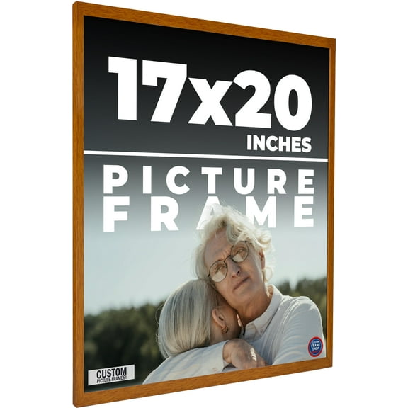 17x20 Honey Brown Real Wood Picture Frame Width 0.75 inches | Interior Frame Depth 0.5 inches |
