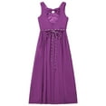thumbnail image 4 of Eandarui Junior Girls V Neck Bowknot Hollow Back Bridesmaid Pageant Prom Wedding Long Maxi Dress Purple 14, 4 of 5